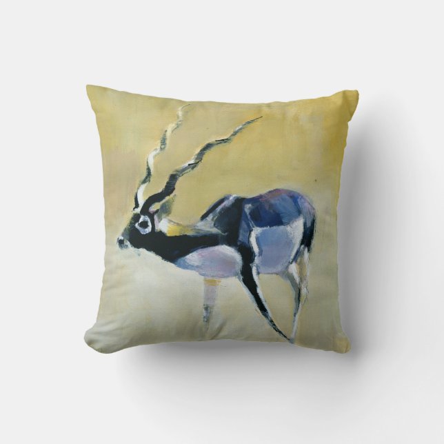 Black Buck Velavadar 1997 Throw Pillow (Front)