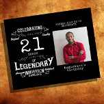Black Budget 21st Birthday Invitation Flyer<br><div class="desc">Celebrate your 21st birthday in style with our budget-friendly black and white vintage-style invites. With a classic black and white design and a bold font, your guests will love being invited to your special day. Our invitations are perfect for a low-cost 21st celebration. Make your day even more memorable with...</div>