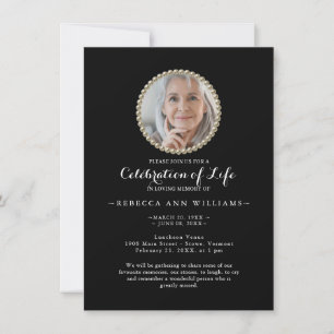 Black Budget Calligraphy Photo Celebration of Life Invitation