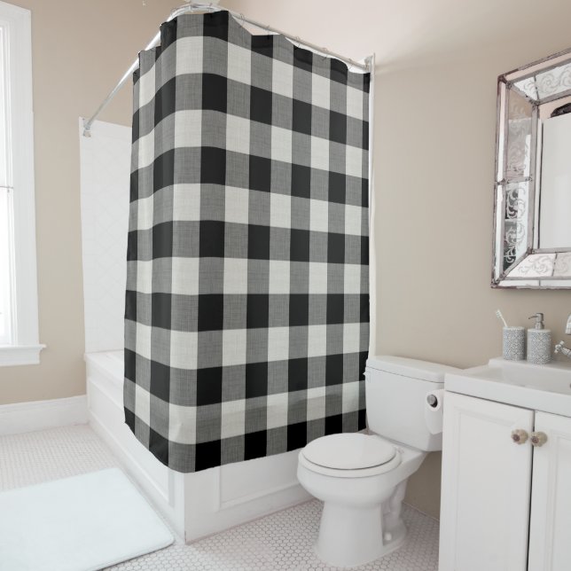 Black Buffalo Check | Farmhouse Bath Decor (In Situ)