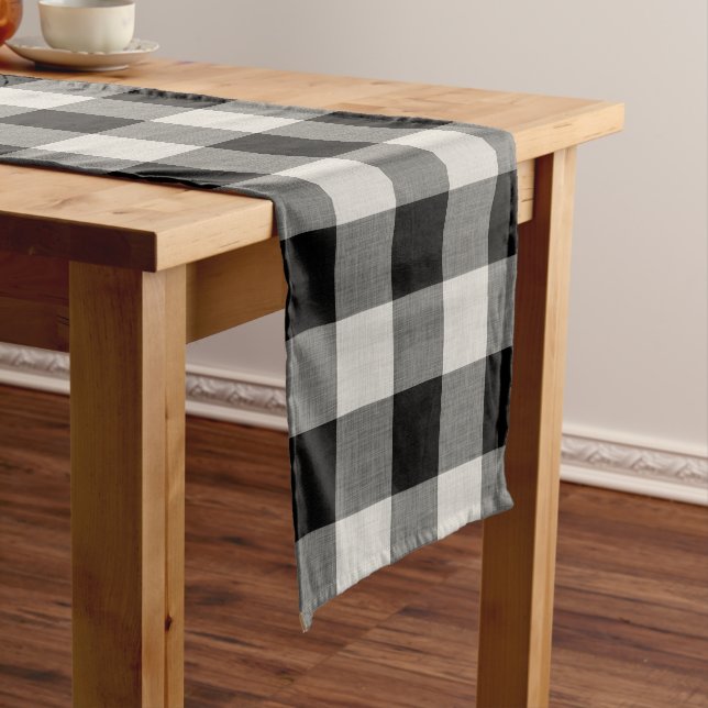 Black Buffalo Check | Modern Farmhouse Short Table Runner (In Situ)