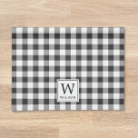 Black Buffalo Check Plaid Monogram Holiday Kitchen Towel<br><div class="desc">Custom-designed cottage Christmas kitchen hand towel featuring modern farmhouse style black and white buffalo check plaid design with personalized initial and family name.</div>