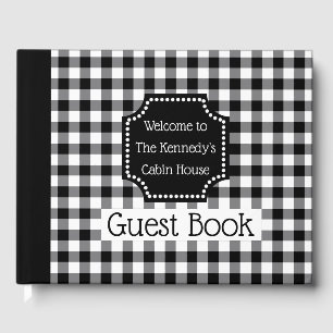 Black Buffalo Check Plaid Welcome To Our Cabin Guest Book