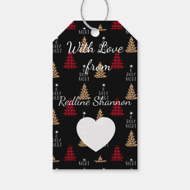 Black  Buffalo Plaid Christmas Gift Tags (Front)