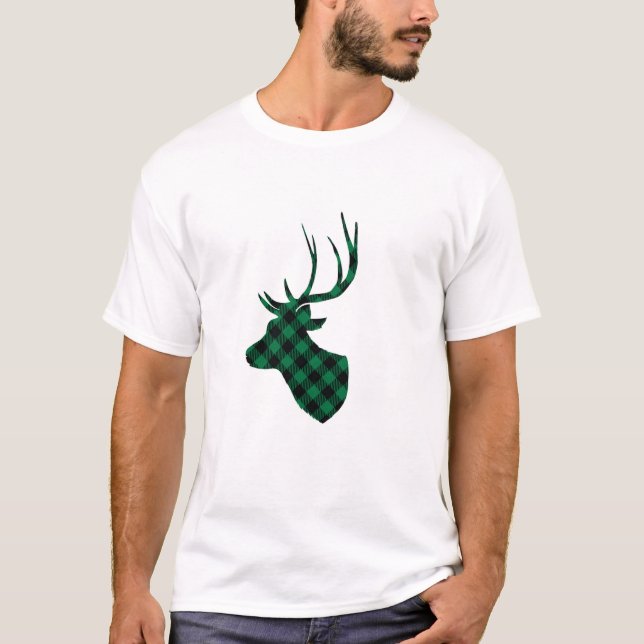 Black Buffalo Plaid Deer T-Shirt (Front)
