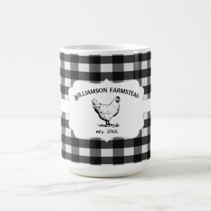 Black Buffalo Plaid Farm Chicken Coffee Mug
