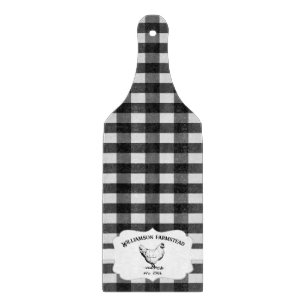 Black Buffalo Plaid Farm Chicken Cutting Board