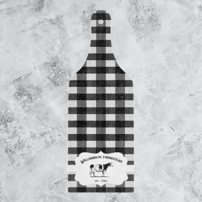 Black Buffalo Plaid Farm Cow Cutting Board (Black Buffalo Plaid Farm Cow Cutting Board)