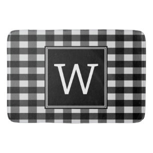 Black Buffalo Plaid Monogram Bath Mat
