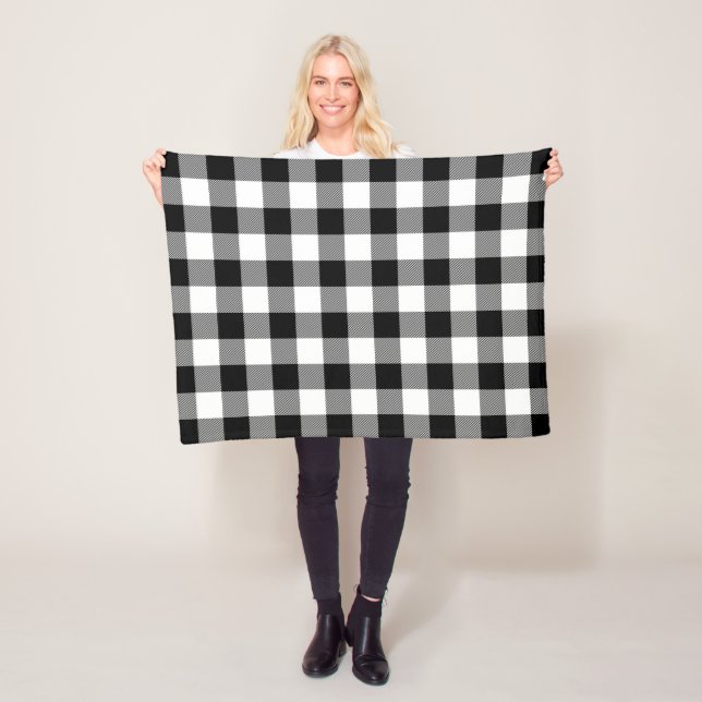 Black Buffalo Plaid Pattern Fleece Blanket (In Situ)