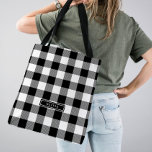 Black Buffalo Plaid Pattern Monogrammed Bridesmaid Tote Bag<br><div class="desc">This black buffalo plaid pattern monogrammed bridesmaid tote bag is the perfect gift for her. The design features a classic black and white buffalo plaid pattern.  Personalize the bag with her first or last name.</div>