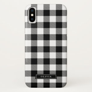 Black Buffalo Plaid Pattern Name Case-Mate iPhone Case