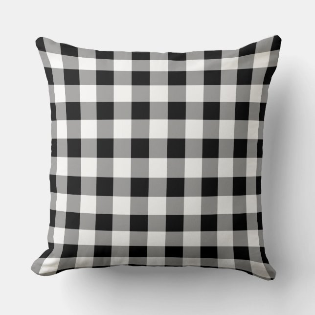 Black Buffalo Plaid Pattern Throw Pillow (Front)