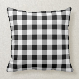 Black Buffalo Plaid Pattern Throw Pillow