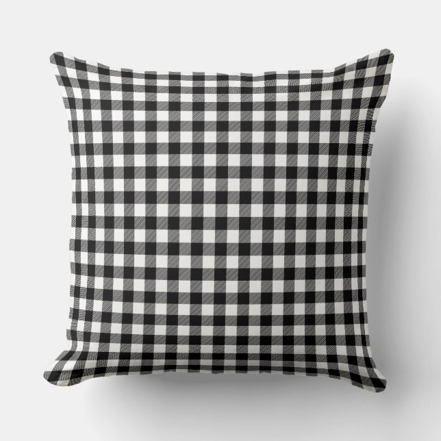 Black Buffalo Plaid Throw Pillow (Front)
