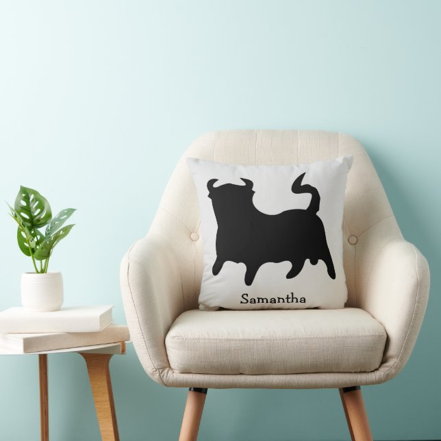 Black Bull Design Personalised Throw Pillow (Chair)