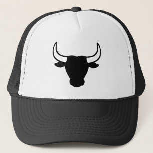 Black bull head trucker hat