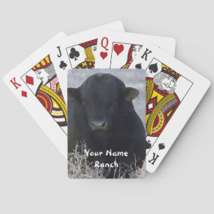 Black Bull in Tumbleweeds - Your Name Ranch Playing Cards
