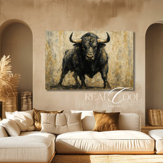 Black Bull Western Wall Art Painting Canvas