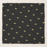 Black bumble bees cute funny scarf<br><div class="desc">Decorated with happy, smiling yellow and black bumble bees. A chic black background.</div>