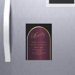 Black burgundy gold arch luxury 90th birthday magnetic invitation<br><div class="desc">An elegant magnetic 90th birthday invitation.  A black and burgundy background with a golden arch on the front.</div>
