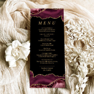 Black & Burgundy Gold Calligraphy Wedding Menu