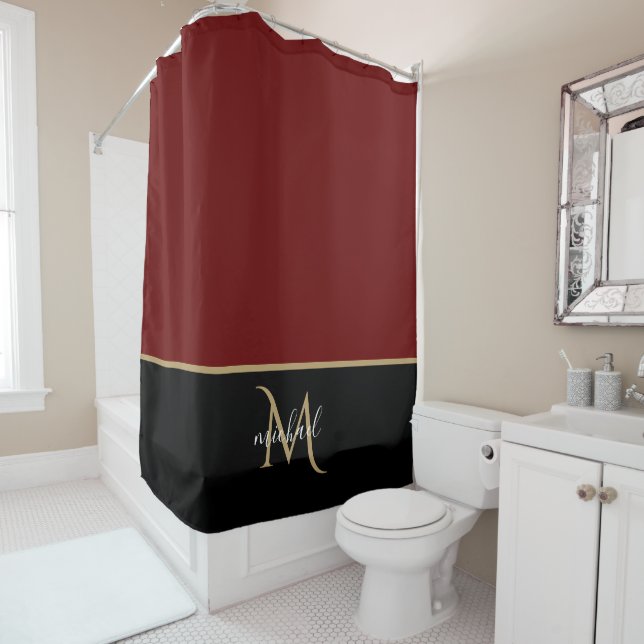 Black | Burgundy  & Gold Monogram Elegant Luxury  (In Situ)