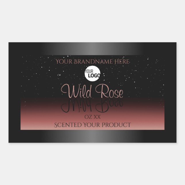 Black Burgundy Product Labels Soft Glitter Logo (Front)