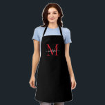 Black Burgundy Red Monogram Girly Feminine Script Apron<br><div class="desc">Simple Black Burgundy Maroon Red Monogram Elegant Feminine Script Apron</div>