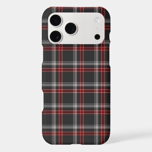 Black Burgundy White Plaid Classic iPhone Case (Verso)