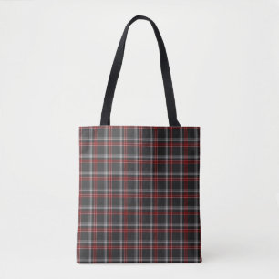Black Burgundy White Plaid Classic Tote Bag