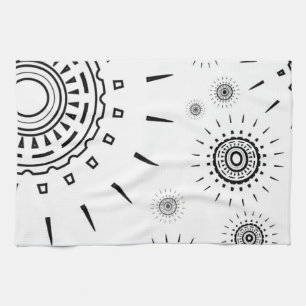 Black Burst Patterns on White Kitchen Towel