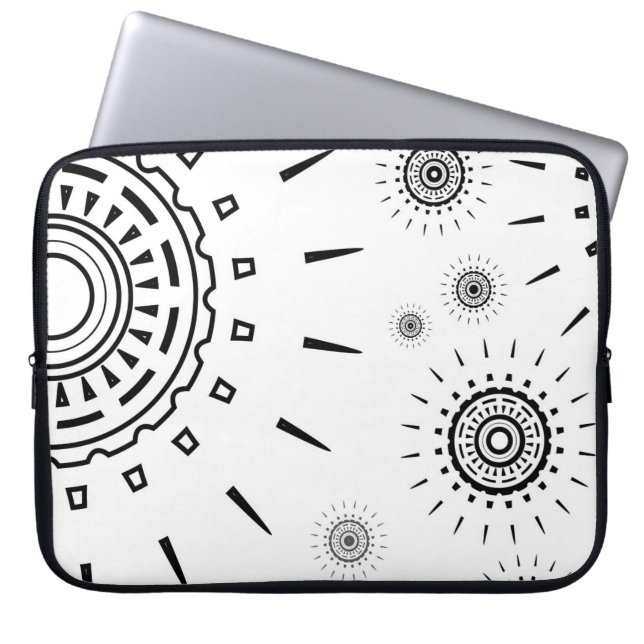 Black Burst Patterns on White Laptop Sleeve (Front)