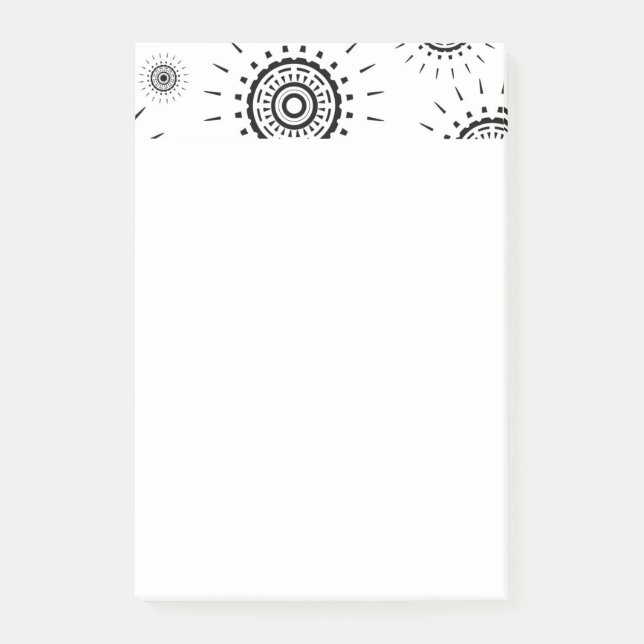 Black Burst Patterns on White Post-it Notes (Front)