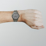 Black Business Brand on Men's Watch<br><div class="desc">Your business logo on black background on men's watch. Accessory that you can include in your promotional products, giveaway items or gifts to your customers or clients to advertise your business or to promote your brand. Customizable watch that you can put your business logo to build brand name awareness. Please...</div>