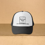 Black Business Brand on Trucker Hat<br><div class="desc">Black business brand on customizable trucker hat. Customize it by typing your business name and uploading your business logo. You can include it in your promotional products, giveaway items or gifts to your customers or clients, a marketing strategy to advertise your business or to promote your brand. Customizable trucker hat...</div>