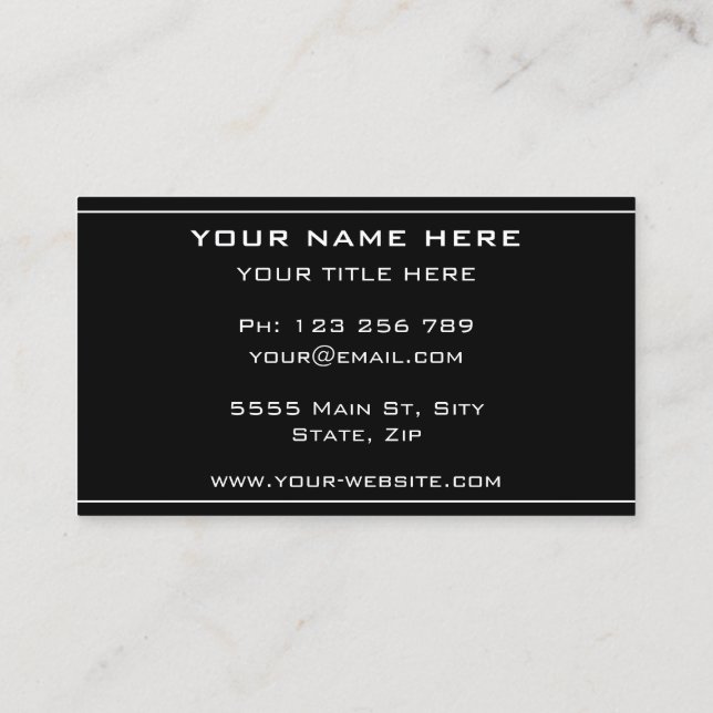 Black Business Card with Custom Your Own Design (Back)
