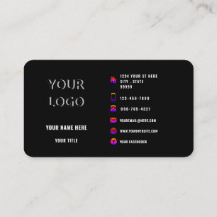 Black Business Card - Your Colours and Font
