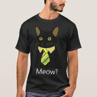 Black Business Cat Kitten With Yellow Tie T-Shirt