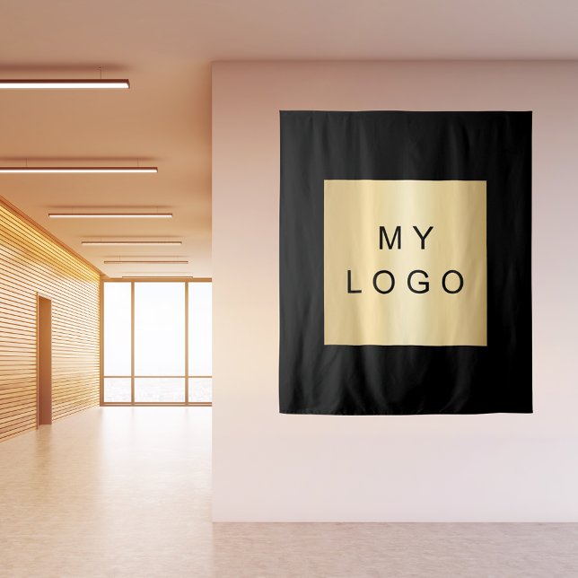 Black business corporate logo tapestry (Creator Uploaded)