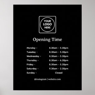 Black Business Hours Poster   Custom Store Opening