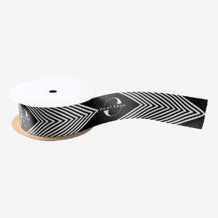 Black Business logo Company brand Christmas Custom Satin Ribbon