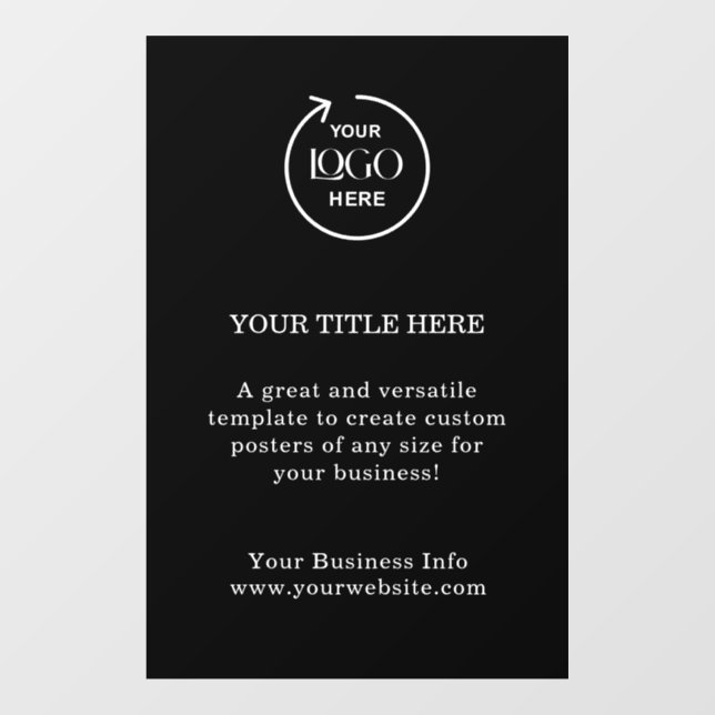 Black Business Logo | Modern Minimal Promotional Window Cling (Sheet)