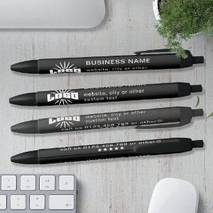 Black Business logo name Company Brand Custom Ink Pen
