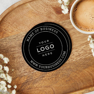Black Business Logo Promotional Company Name Round Paper Coaster