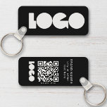 Black Business Logo & QR Code, Company  Horizontal Keychain<br><div class="desc">Personalized light and waterproof Logo Keychains with a simple minimal design. Add your URL to create QR Code,  logo and text.</div>