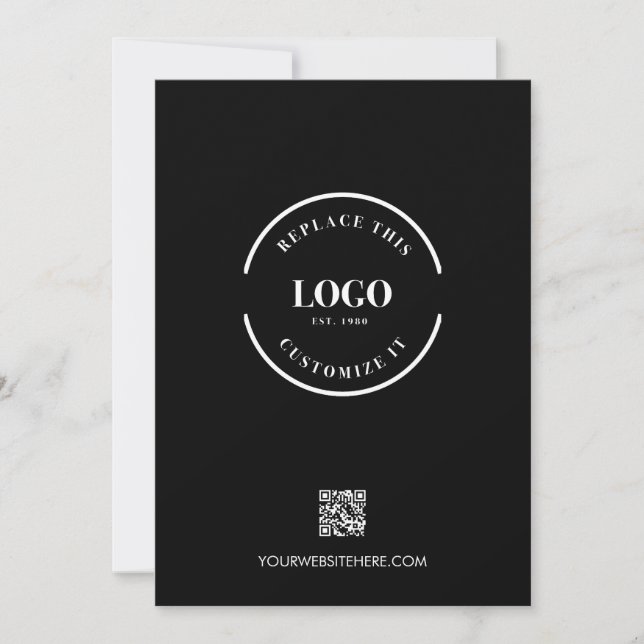 Black business logo QR code website custom  Invitation (Front)