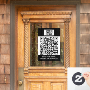 Black Business Logo QR Code Window Cling