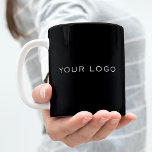 Black business logo rectangular coffee mug<br><div class="desc">Classic black background colour.  Personalize and add your rectangular business logo,  
You can change the background colour to match your brand.</div>