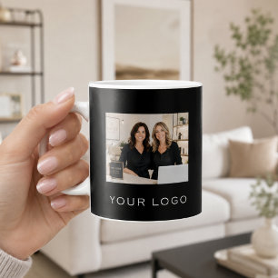 Black business logo rectangular photo coffee mug